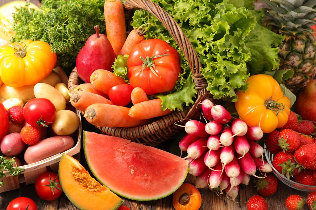 frutas, verduras, hortalizas, granos, azúcar, proteína, dieta